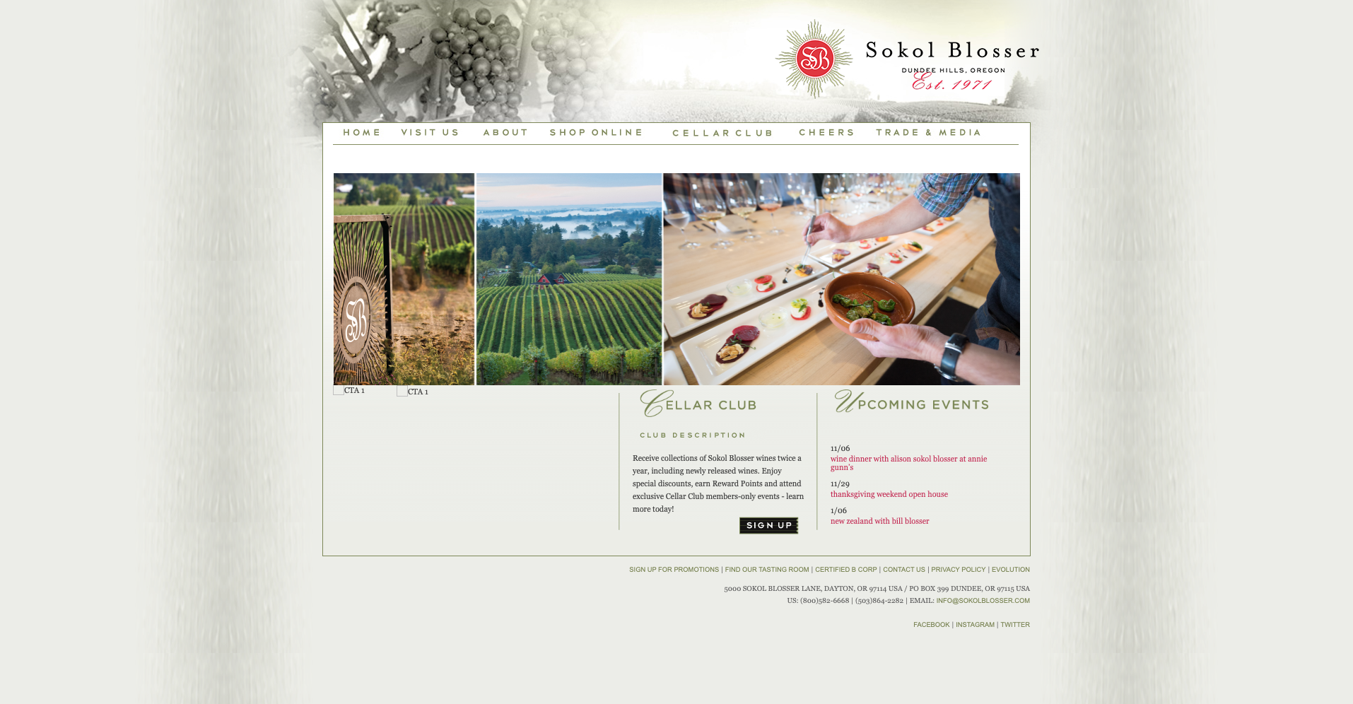 Sokol Blosser site old homepage